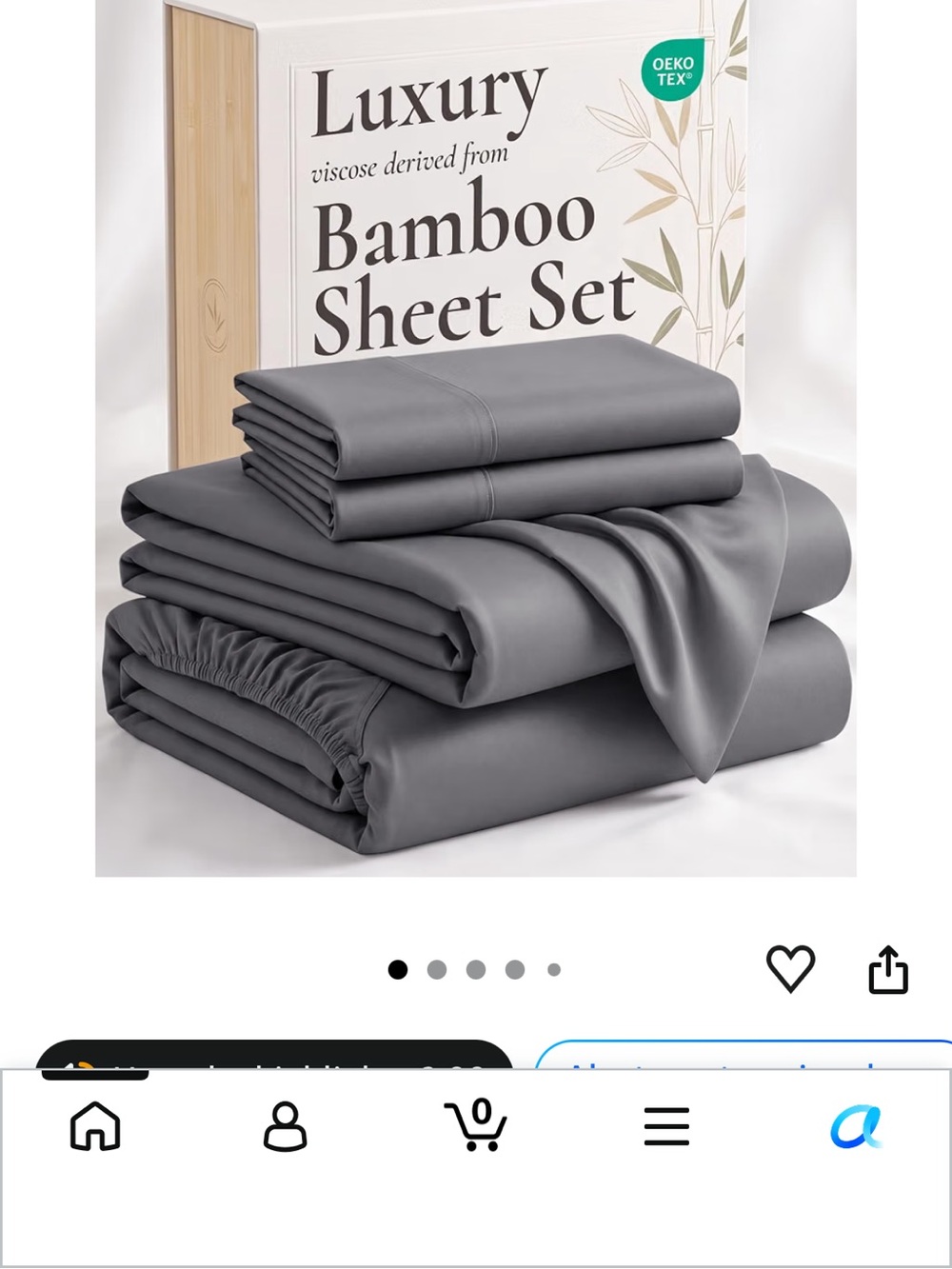 King Size  Luxury Bamboo Sheet Set - Gray